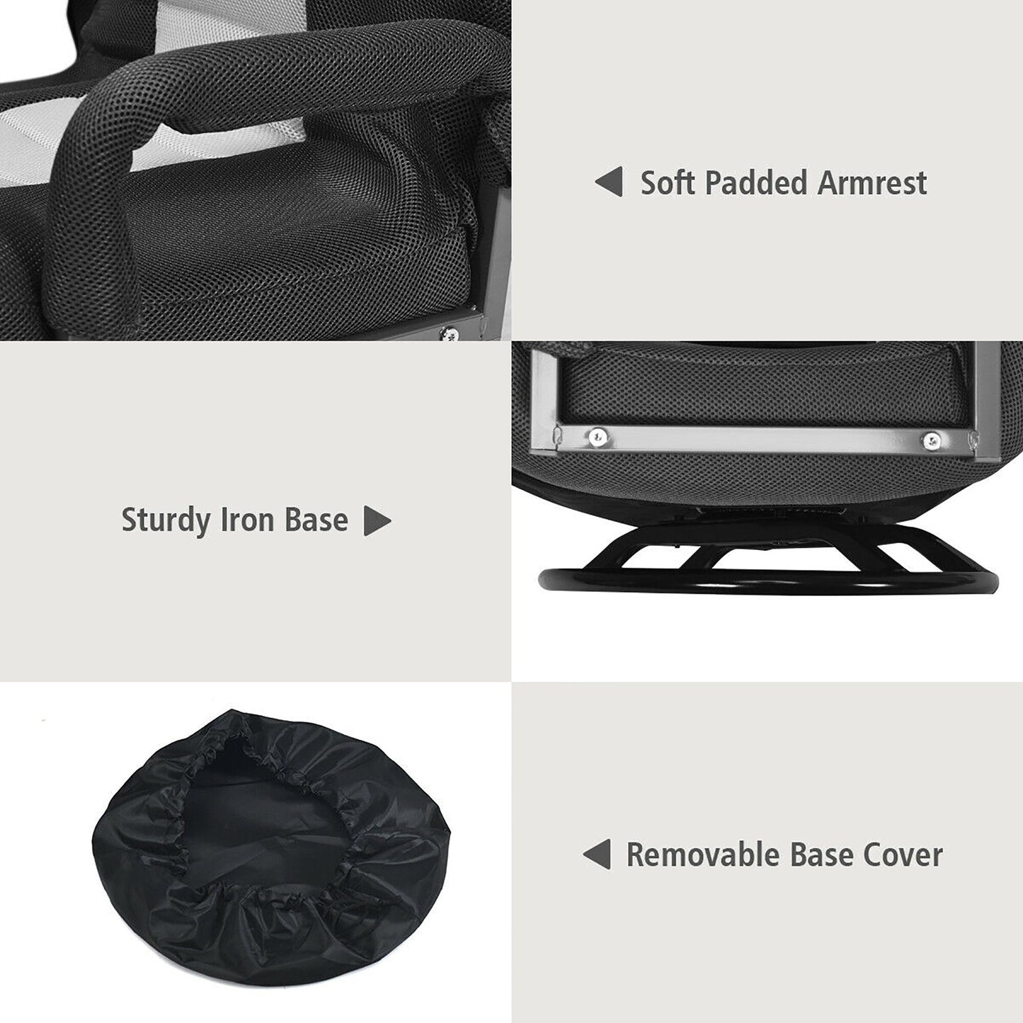 360-Degree Swivel Gaming Floor Chair with Foldable Adjustable Backrest