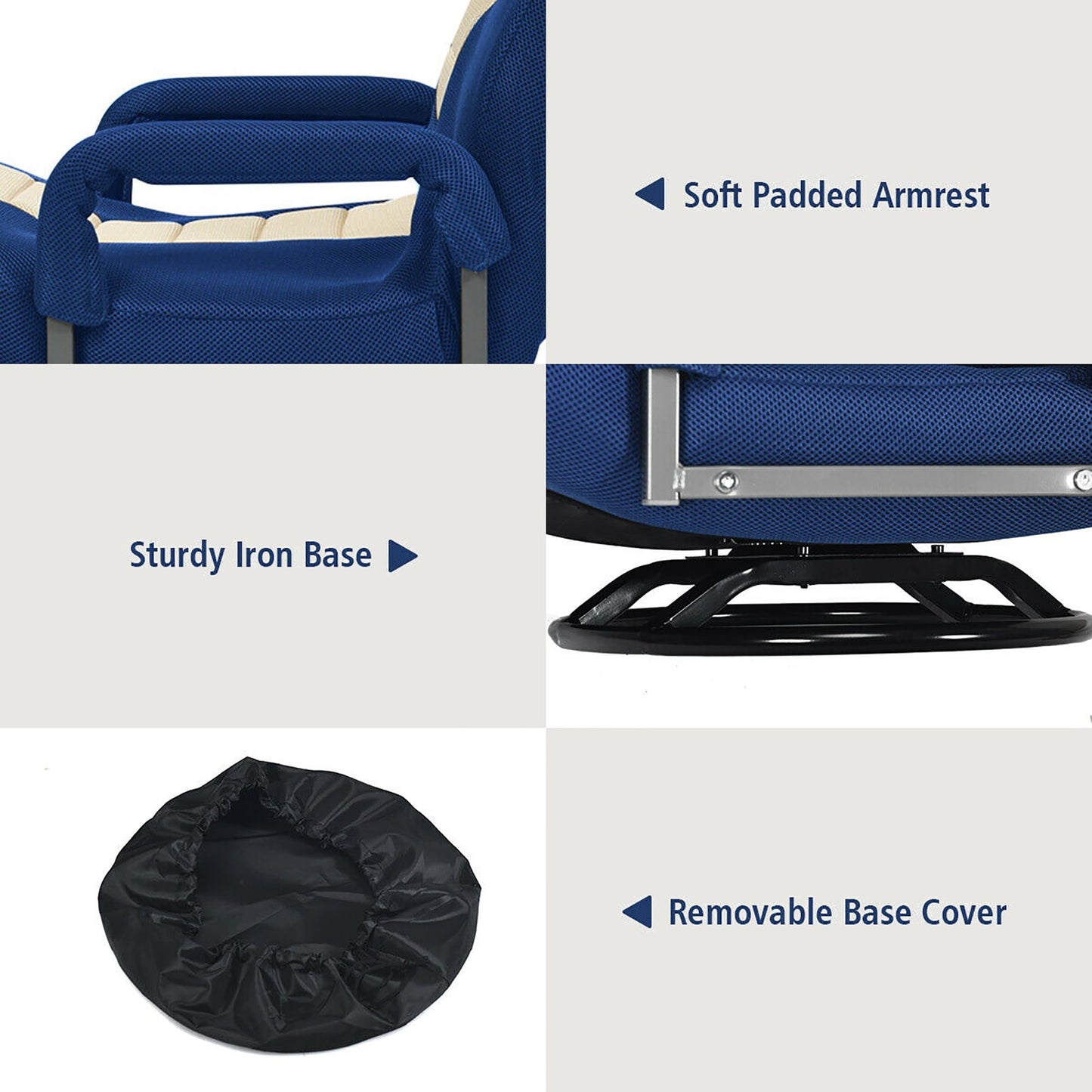 360-Degree Swivel Gaming Floor Chair with Foldable Adjustable Backrest