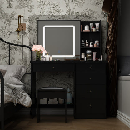 39.4'' W Dresser Makeup Vanity Set with Stool and Mirror Room