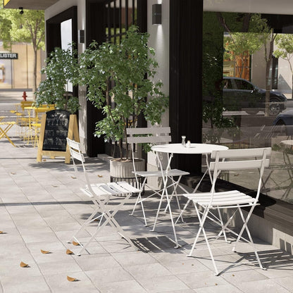 3pc Metal Folding Bistro Set, Weather-Resistant Outdoor/Indoor Conversation Set for Patio, Yard, Garden