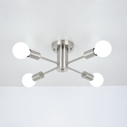 4-Light Industrial Semi Flush Mount Ceiling Light for Kitchen Dining Room Bedroom Study Living Room - N/A