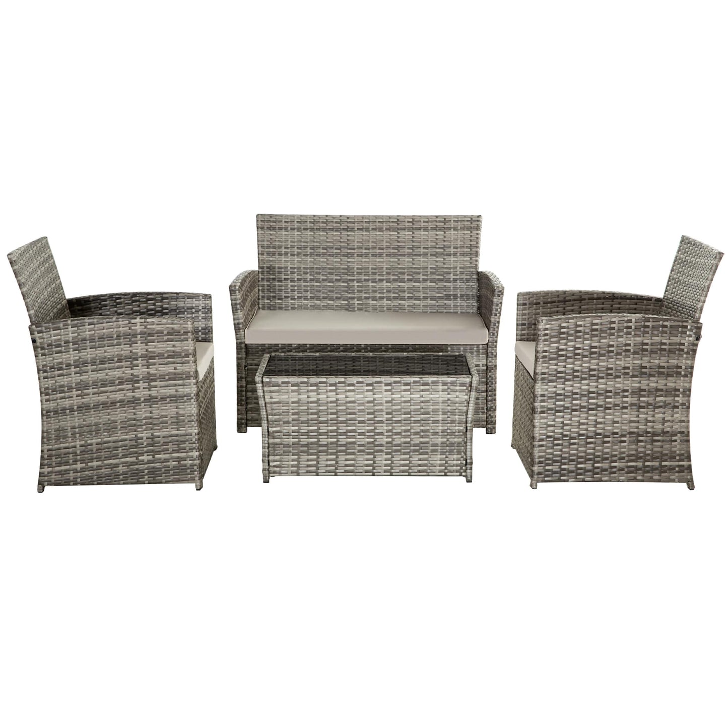 4 PCS Wicker Patio Conversation Set Rattan Seating Sofa Chair