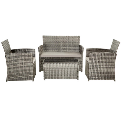 4 PCS Wicker Patio Conversation Set Rattan Seating Sofa Chair