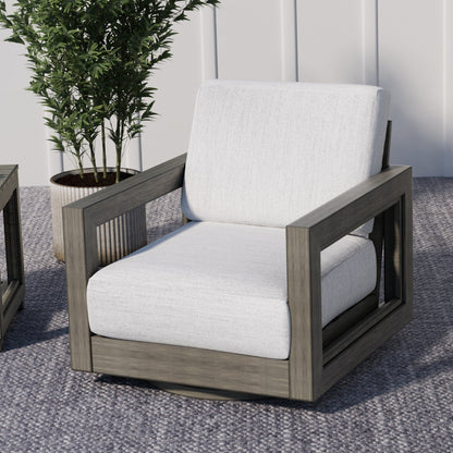 4-Person Aluminum Patio Conversation Set with Swivel Chairs, Hand-painted Frame and Cushions