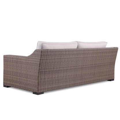 4-Piece Manhattan Rustic Wicker Sofa Set with Tempered Glass