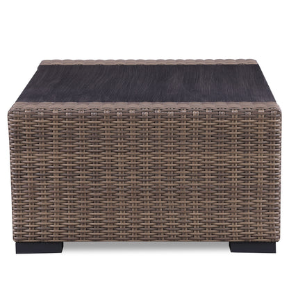 4-Piece Manhattan Rustic Wicker Sofa Set with Tempered Glass