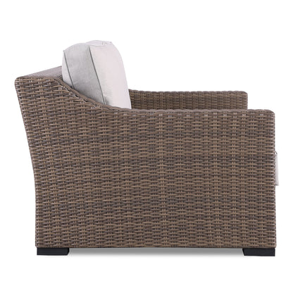 4-Piece Manhattan Rustic Wicker Sofa Set with Tempered Glass