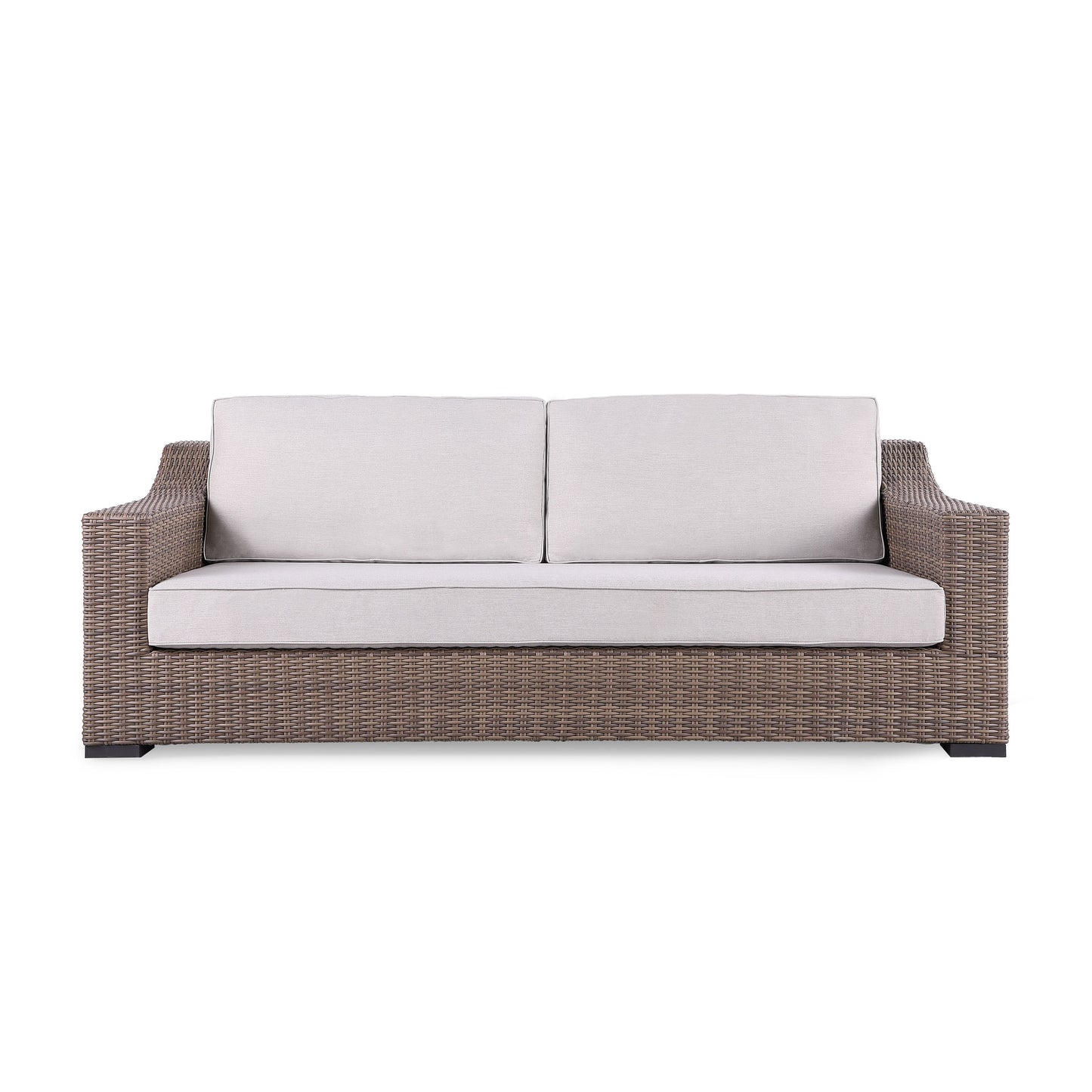 4-Piece Manhattan Rustic Wicker Sofa Set with Tempered Glass