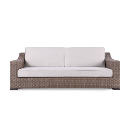 4-Piece Manhattan Rustic Wicker Sofa Set with Tempered Glass