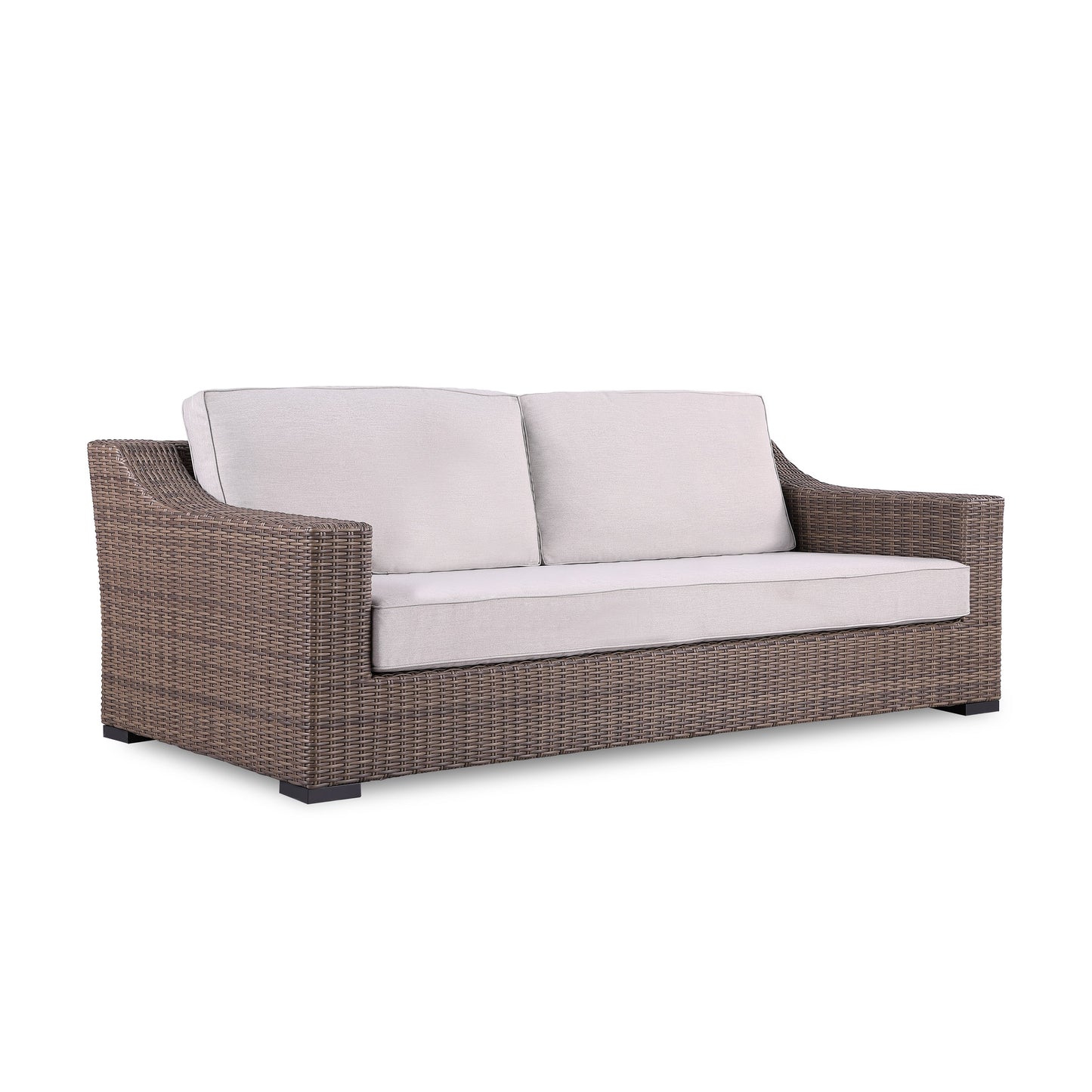4-Piece Manhattan Rustic Wicker Sofa Set with Tempered Glass