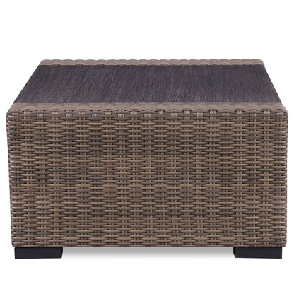 4-Piece Manhattan Rustic Wicker Sofa Set with Tempered Glass