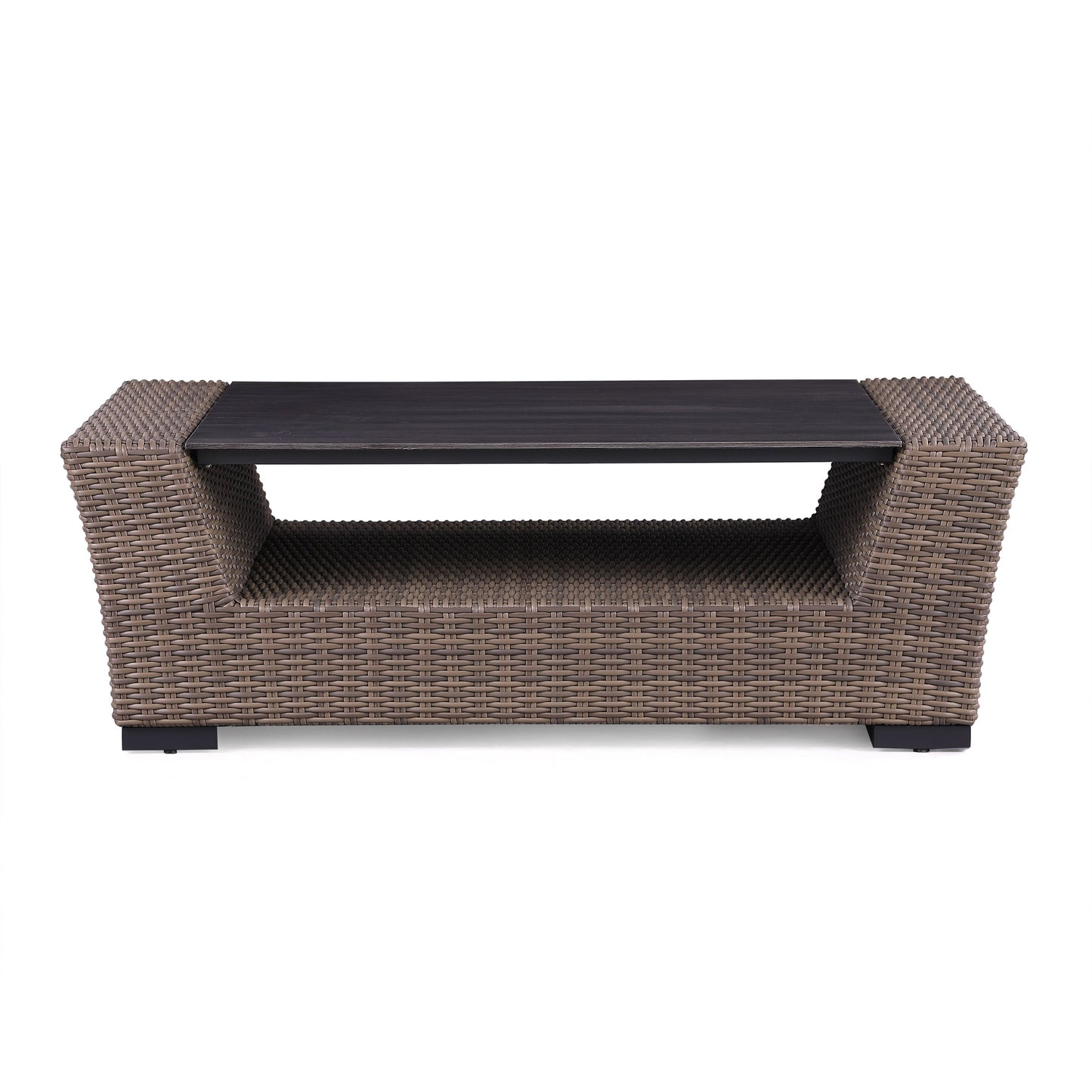 4-Piece Manhattan Rustic Wicker Sofa Set with Tempered Glass