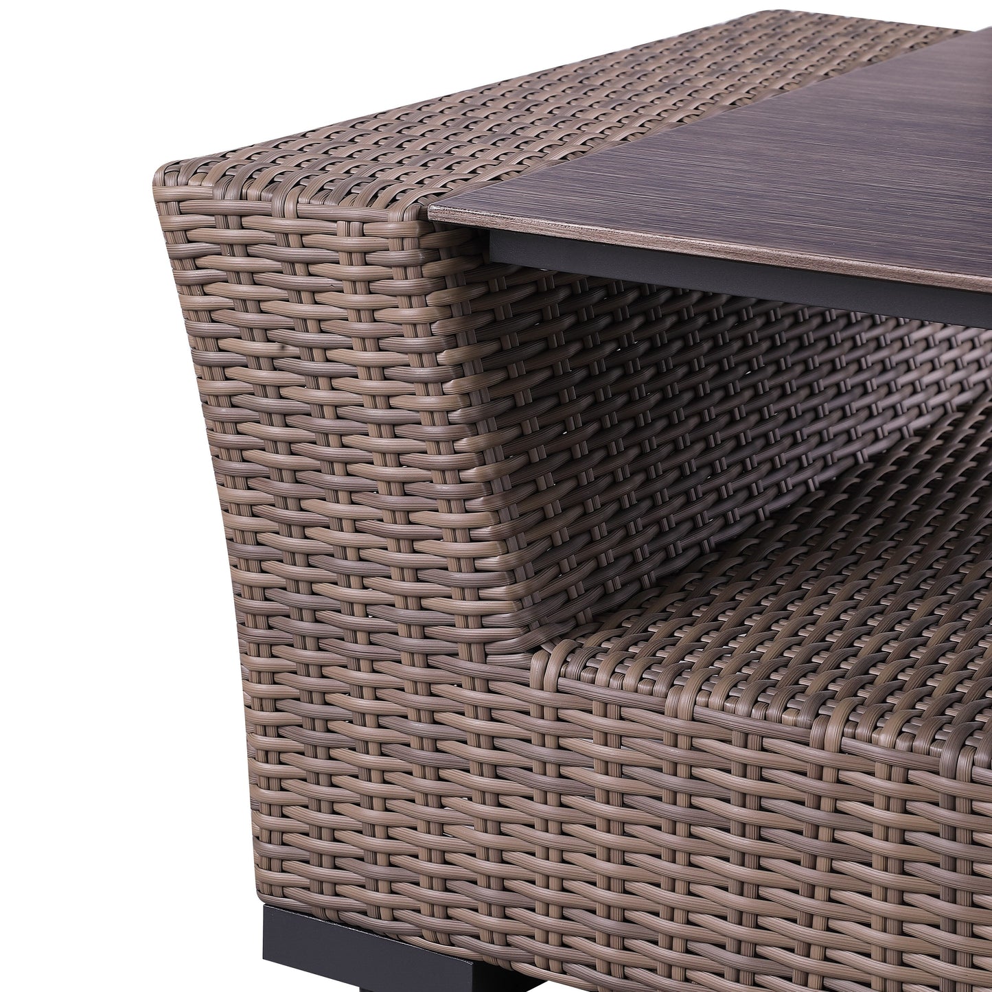 4-Piece Manhattan Rustic Wicker Sofa Set with Tempered Glass