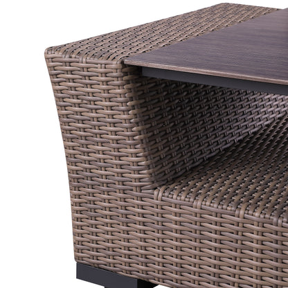 4-Piece Manhattan Rustic Wicker Sofa Set with Tempered Glass