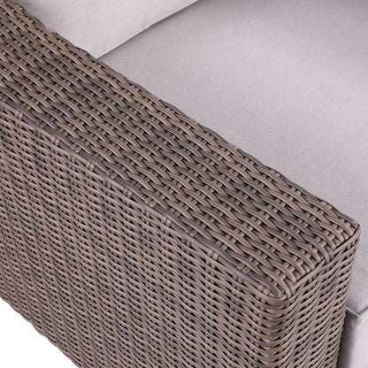 4-Piece Manhattan Rustic Wicker Sofa Set with Tempered Glass