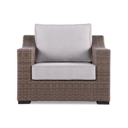4-Piece Manhattan Rustic Wicker Sofa Set with Tempered Glass