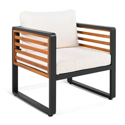 4-Piece Outdoor Patio Furniture Set Bistro Set, Patio Conversation Set w/ Coffee Table & Removable Cushion, Outdoor Seating Set