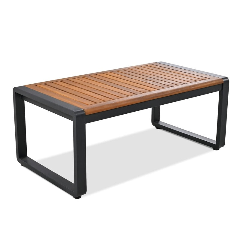 4-Piece Outdoor Patio Furniture Set Bistro Set, Patio Conversation Set w/ Coffee Table & Removable Cushion, Outdoor Seating Set