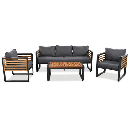 4-Piece Outdoor Patio Furniture Set Bistro Set, Patio Conversation Set w/ Coffee Table & Removable Cushion, Outdoor Seating Set