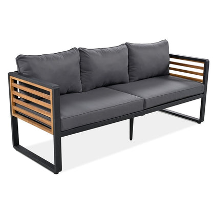 4-Piece Outdoor Patio Furniture Set Bistro Set, Patio Conversation Set w/ Coffee Table & Removable Cushion, Outdoor Seating Set