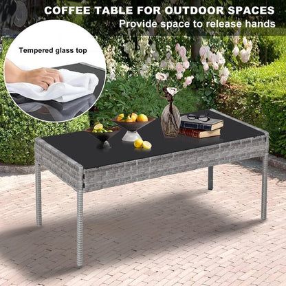 4-Piece Outdoor Patio Wicker Furniture Set w/Table,Loveseat,2Chairs