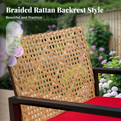4-Piece Patio Furniture Wicker Outdoor Bistro Set, All-Weather Rattan Wood Conversation Set with Soft Cushions by Havenside Home
