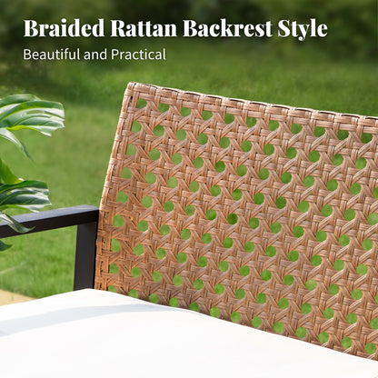 4-Piece Patio Furniture Wicker Outdoor Bistro Set, All-Weather Rattan Wood Conversation Set with Soft Cushions by Havenside Home