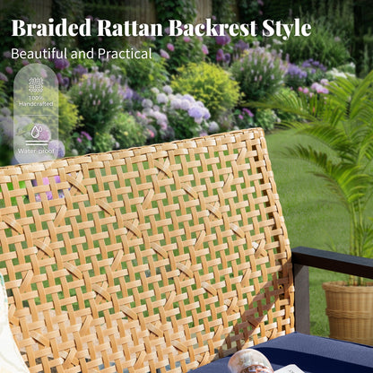 4-Piece Patio Furniture Wicker Outdoor Bistro Set, All-Weather Rattan Wood Conversation Set with Soft Cushions by Havenside Home