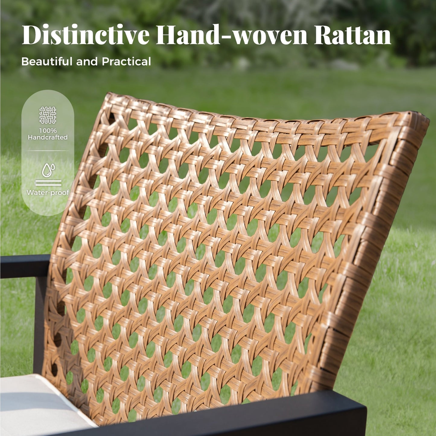 4-Piece Patio Furniture Wicker Outdoor Bistro Set, All-Weather Rattan Wood Conversation Set with Soft Cushions by Havenside Home
