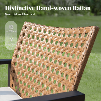 4-Piece Patio Furniture Wicker Outdoor Bistro Set, All-Weather Rattan Wood Conversation Set with Soft Cushions by Havenside Home