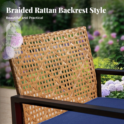 4-Piece Patio Furniture Wicker Outdoor Bistro Set, All-Weather Rattan Wood Conversation Set with Soft Cushions by Havenside Home