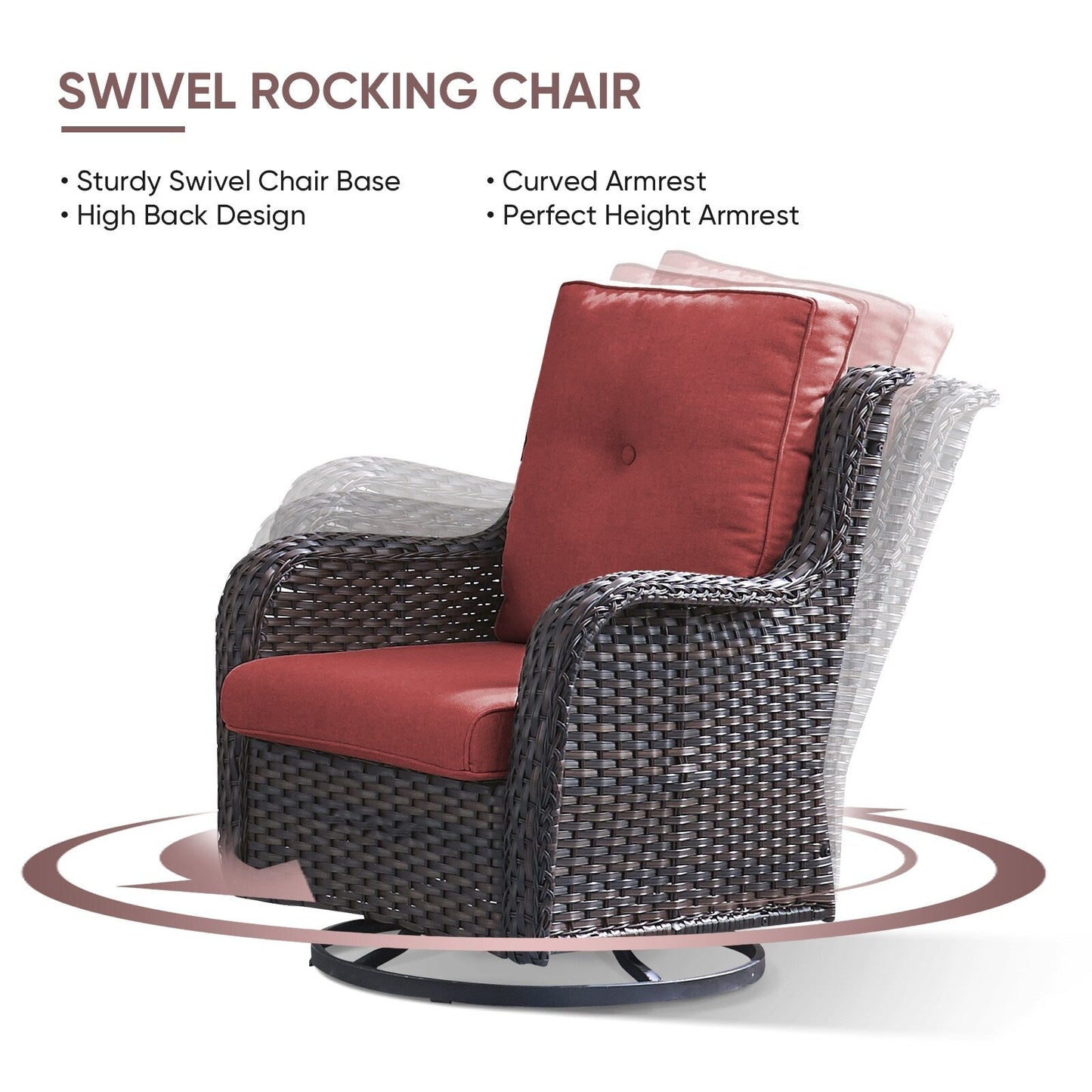 Gymojoy 4-Piece Patio Sofa with Swivel Glider Chair Set