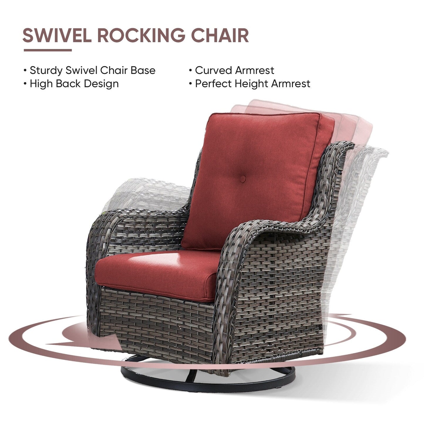 Gymojoy 4-Piece Patio Sofa with Swivel Glider Chair Set