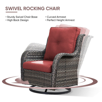 Gymojoy 4-Piece Patio Sofa with Swivel Glider Chair Set