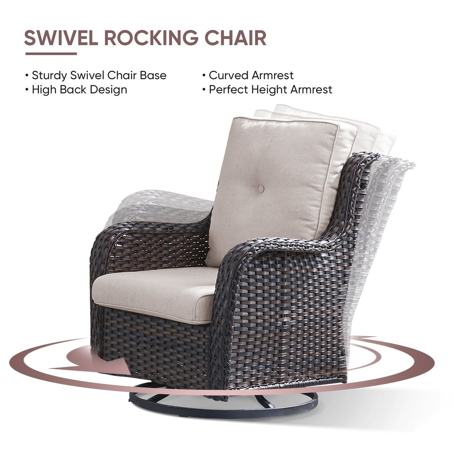Gymojoy 4-Piece Patio Sofa with Swivel Glider Chair Set