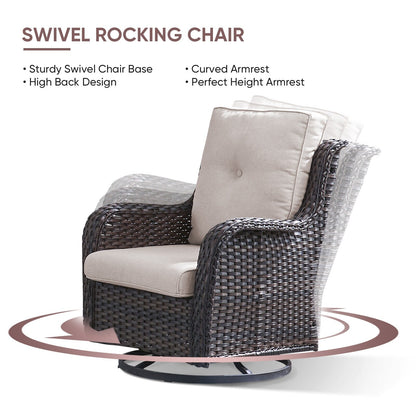 Gymojoy 4-Piece Patio Sofa with Swivel Glider Chair Set