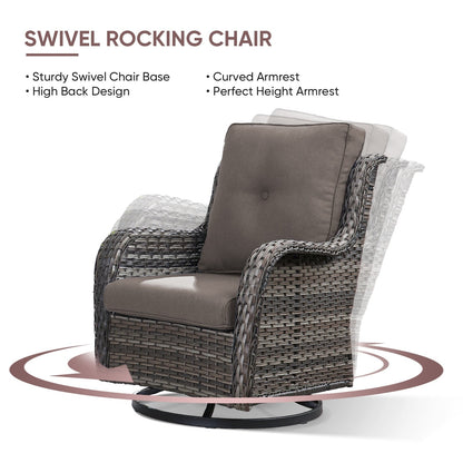 Gymojoy 4-Piece Patio Sofa with Swivel Glider Chair Set