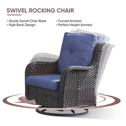 Gymojoy 4-Piece Patio Sofa with Swivel Glider Chair Set
