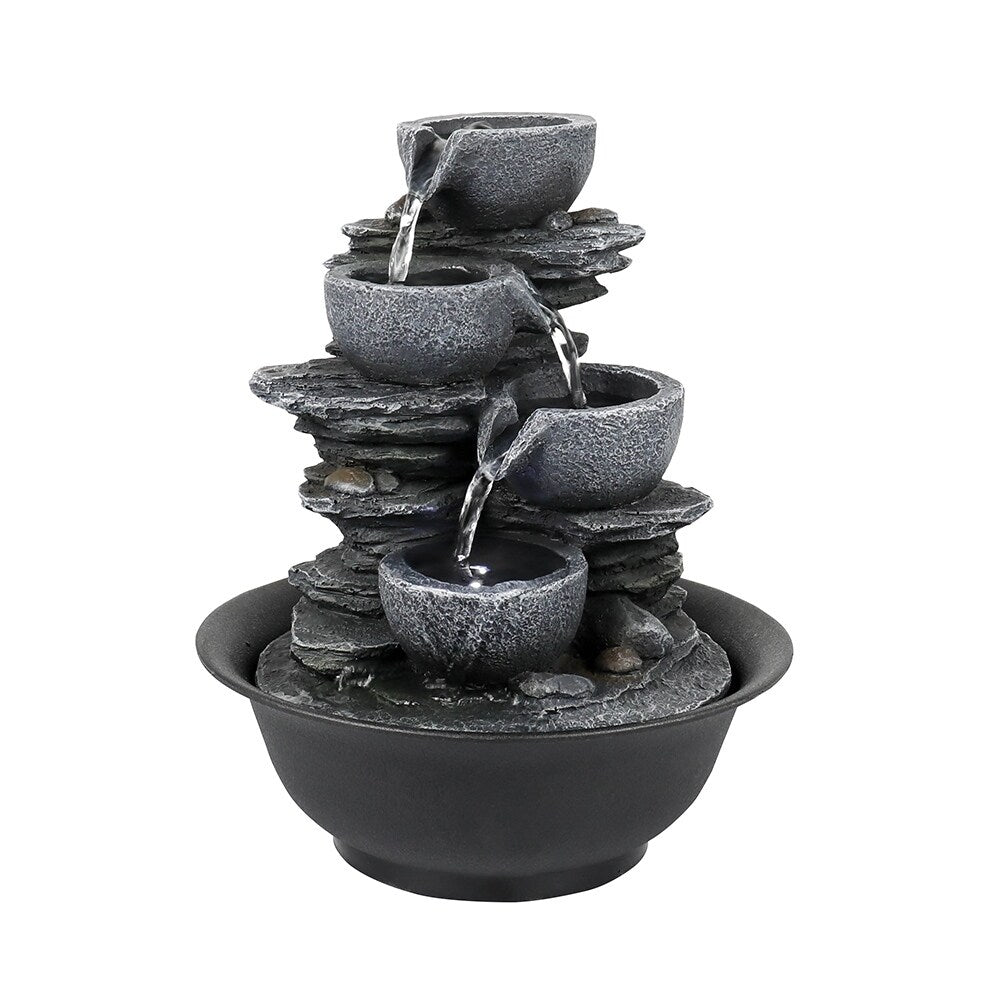 4-Tier Water Fountain Indoor Relaxation Waterfall Feature for Home
