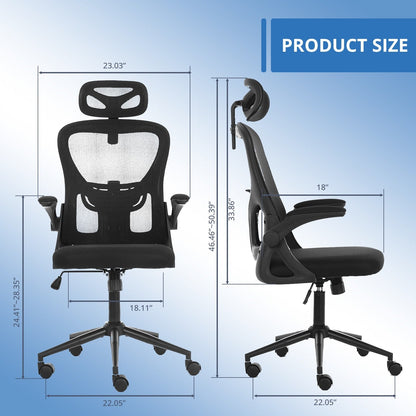Ergonomic Mesh Office Chair, High Back Desk Chair with Armrests, Lumbar Support, Swivel Computer Task Chair