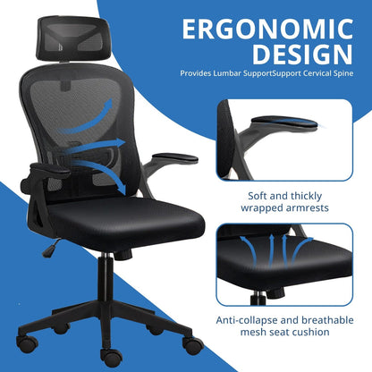Ergonomic Mesh Office Chair, High Back Desk Chair with Armrests, Lumbar Support, Swivel Computer Task Chair