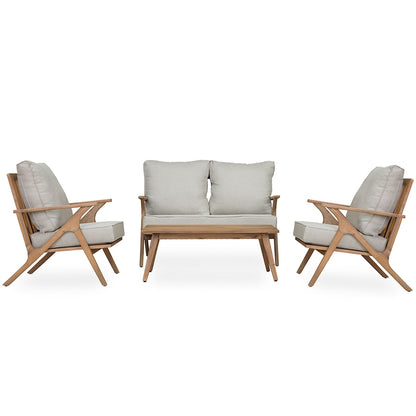 4-piece Patio Set, Outdoor Seating Sofa Set with Cushions & Back Pillow, Outdoor Conversation Set with Coffee Table