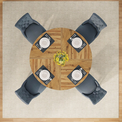 47 Round Dining Table for 4, Farmhouse Kitchen Table Small Dinner Table Wood Kitchen Table for Dining Room Living Room