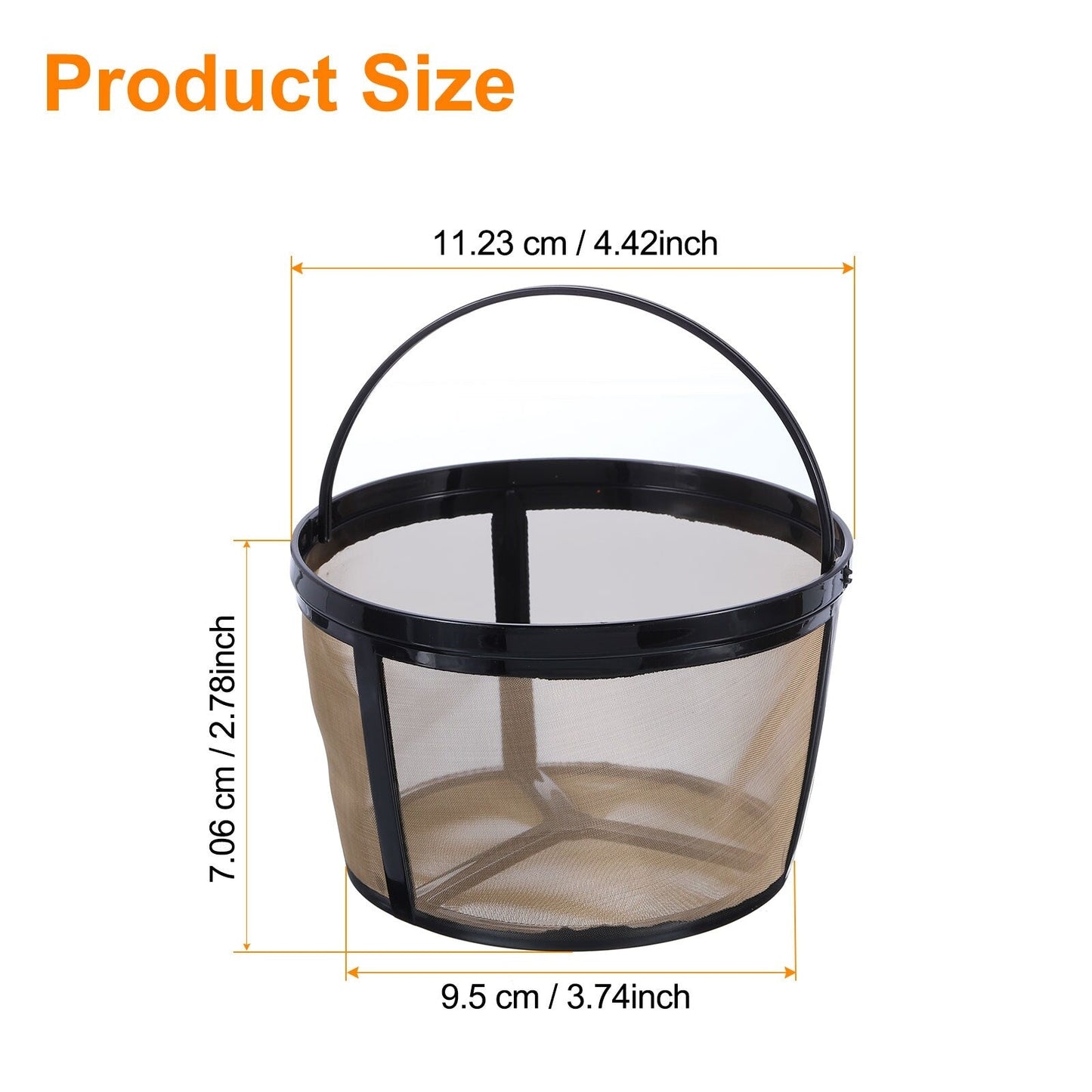 4Pcs Coffee Filter Basket, Filter Replacement with Mesh Bottom, Gold