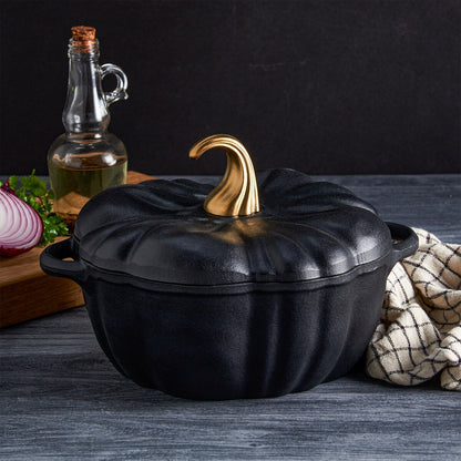 4Qt Enamel Cast Iron Dutch Oven - Black Pumpkin