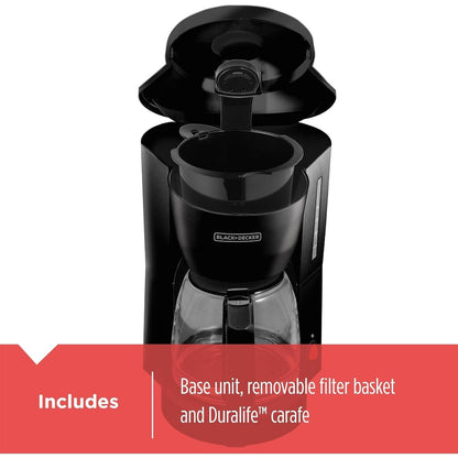 5-Cup Compact Coffee Maker, Drip-Free Carafe, Black