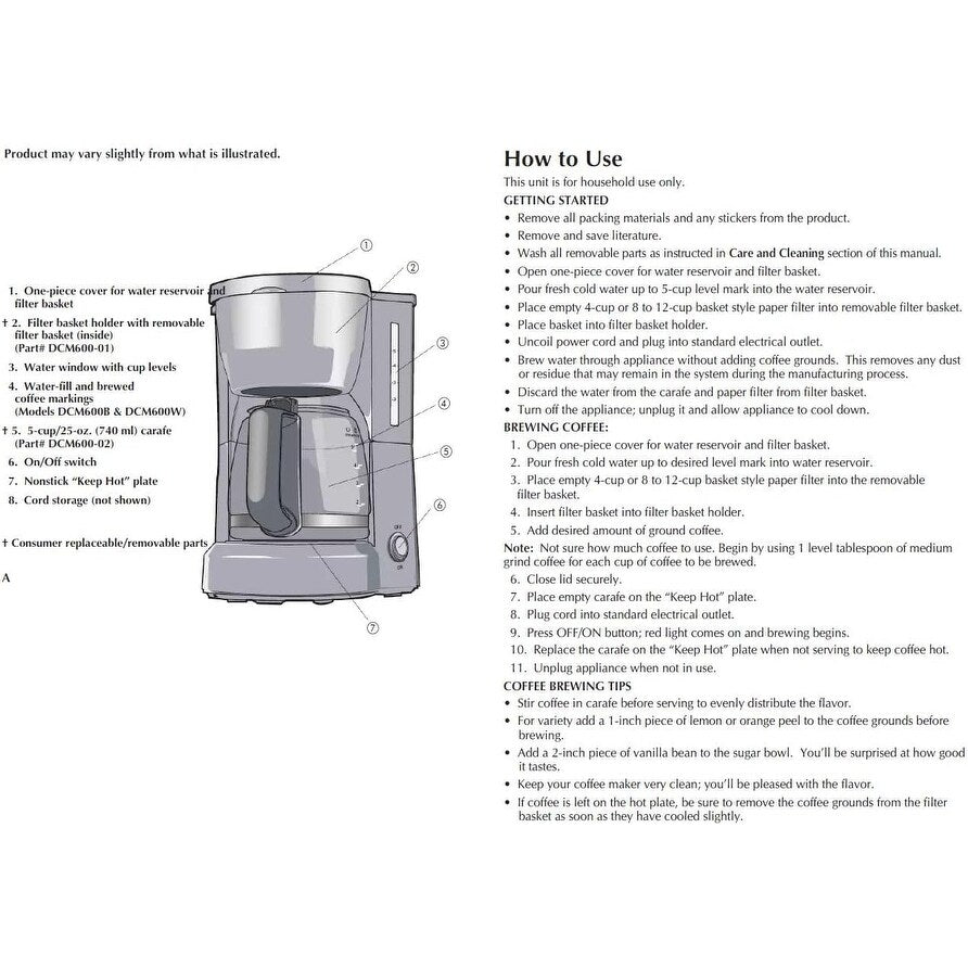 5-Cup Compact Coffee Maker, Drip-Free Carafe, Black