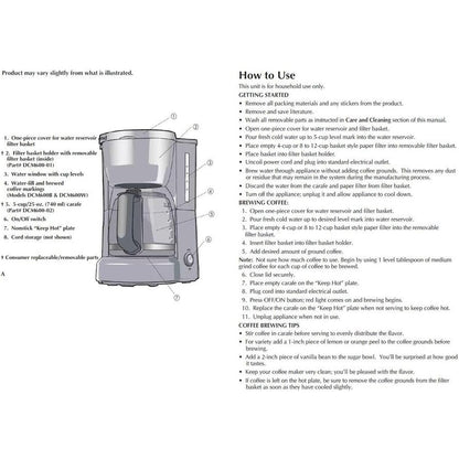 5-Cup Compact Coffee Maker, Drip-Free Carafe, Black