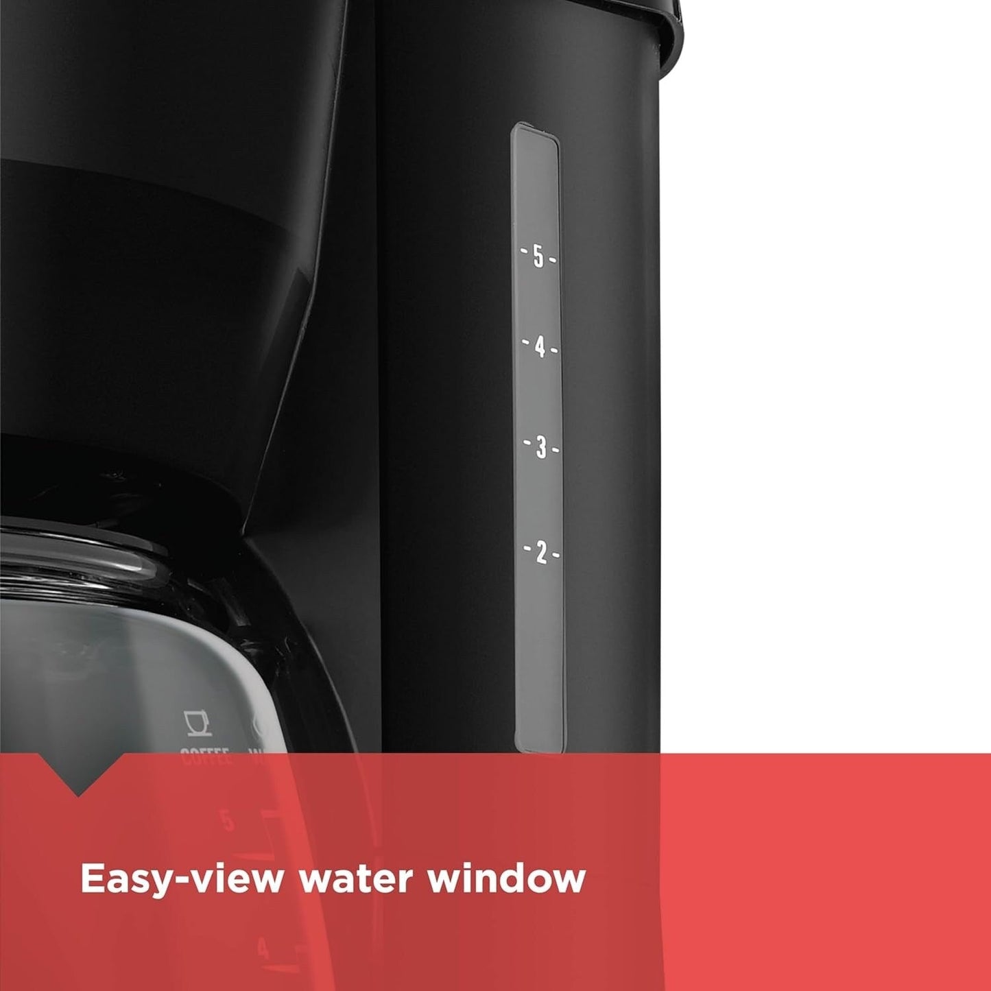 5-Cup Compact Coffee Maker, Drip-Free Carafe, Black