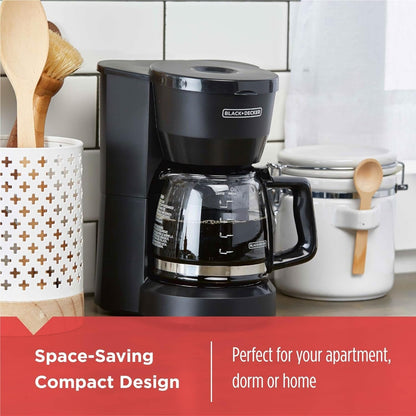5-Cup Compact Coffee Maker, Drip-Free Carafe, Black